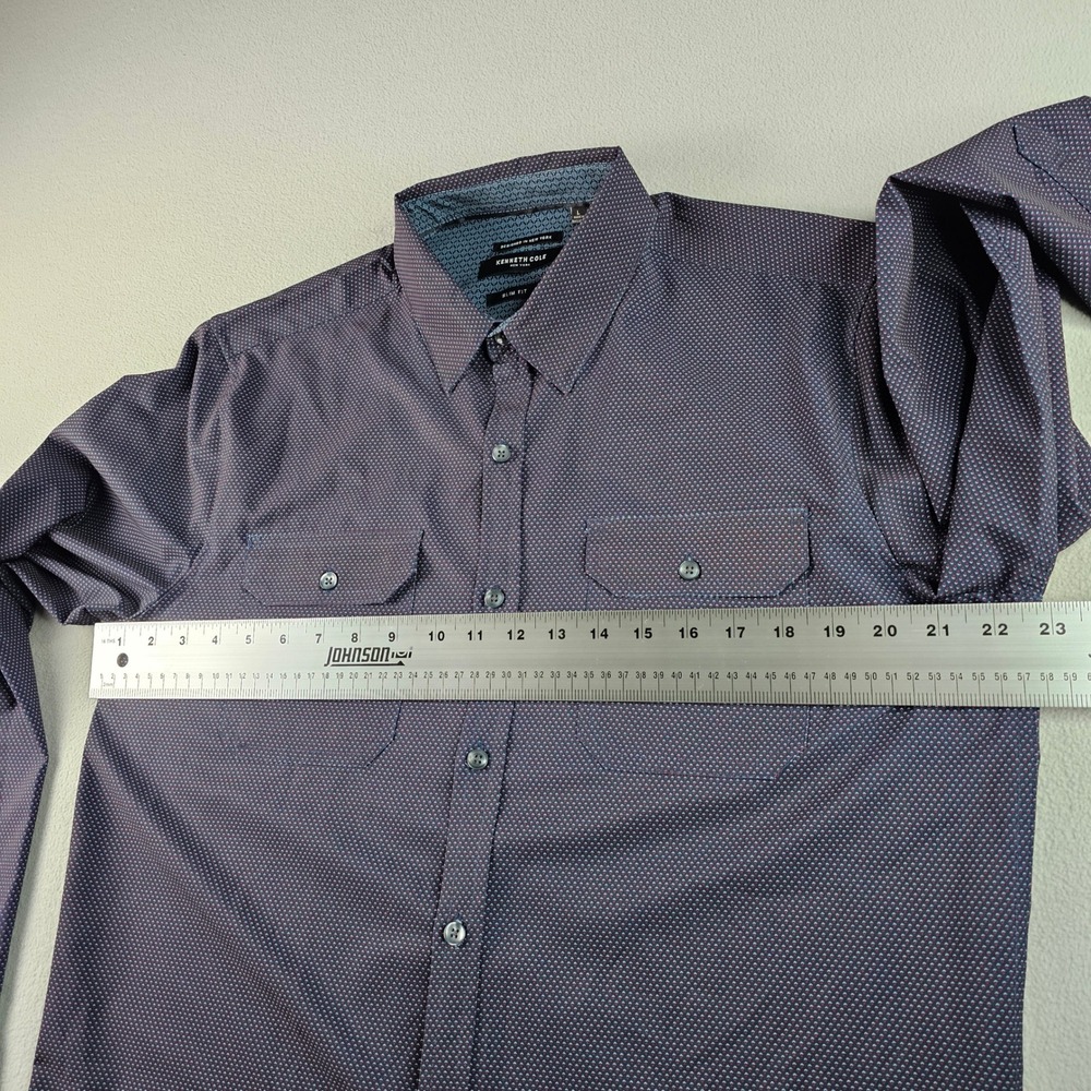Kenneth Cole New York Long Sleeve Dress Shirt Men's L Burgundy Geometric Print - Picture 3 of 11